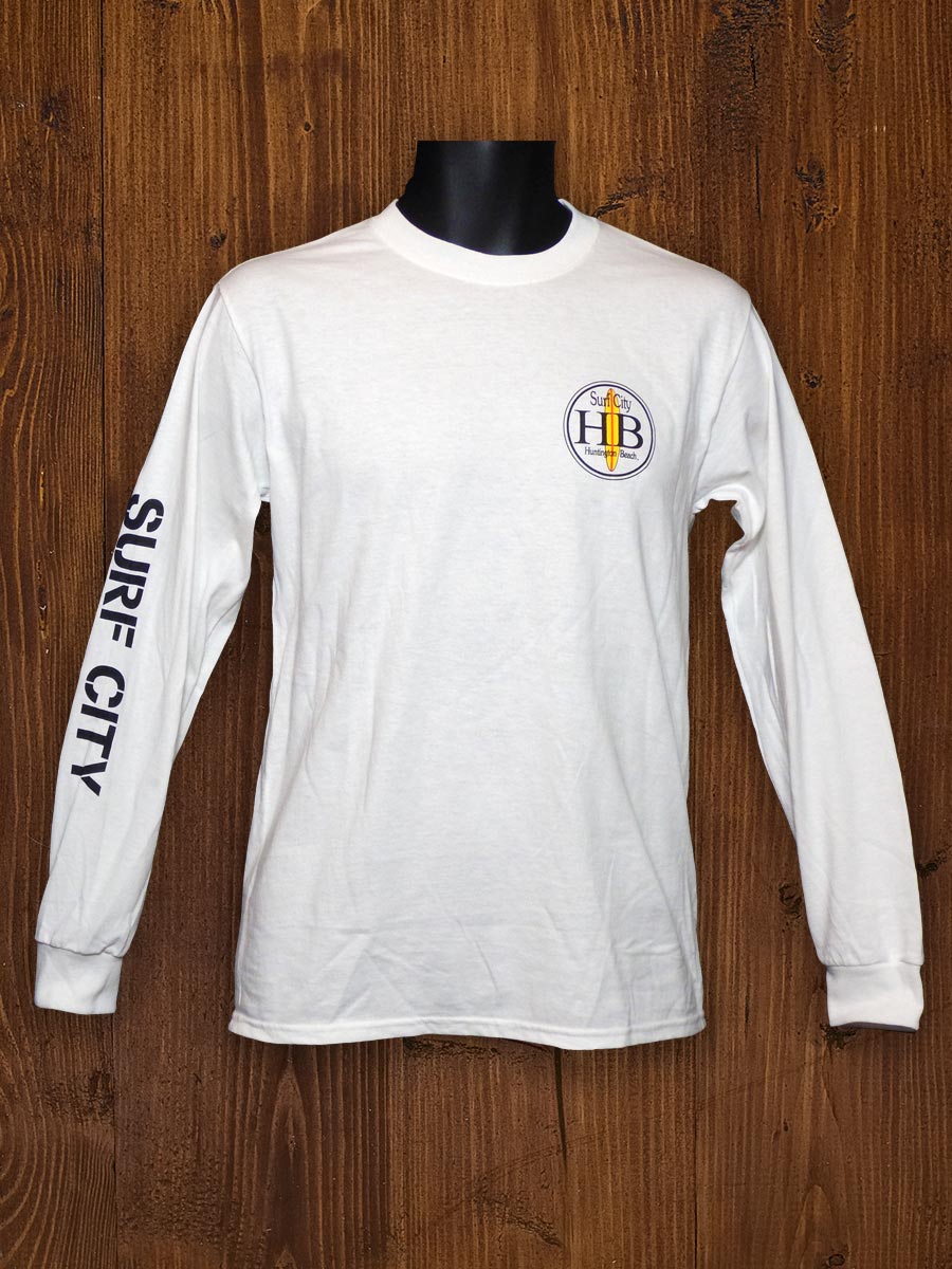 Men's Long Sleeve T-Shirt, HB Surf City Board Logo - Surf City Store