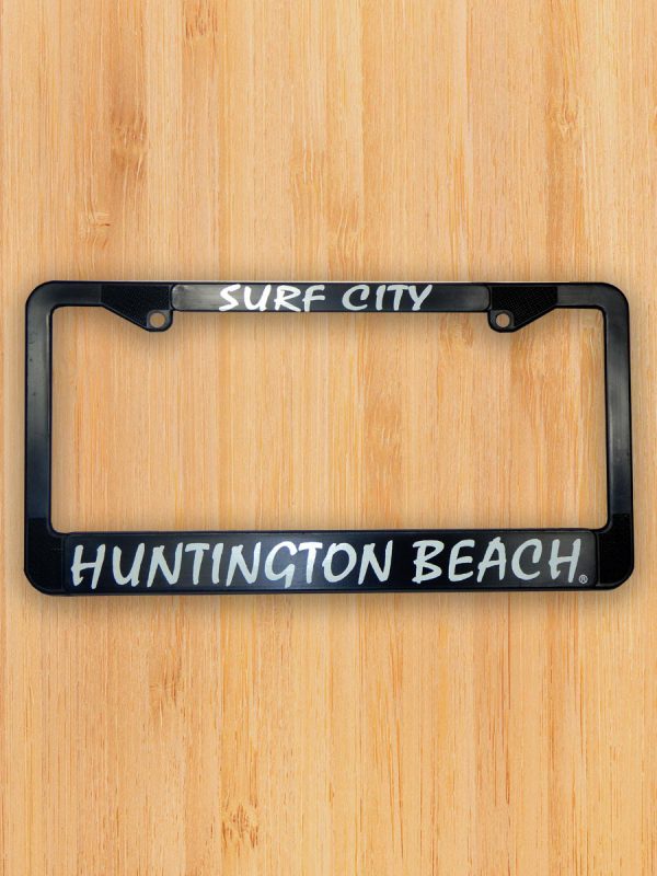 License Plate Frame, HB Surf City, Black Plastic Surf City Store